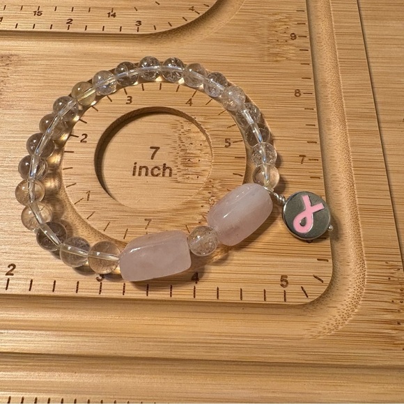 Handmade Jewelry - Clear and Pink Beaded Bracelet
